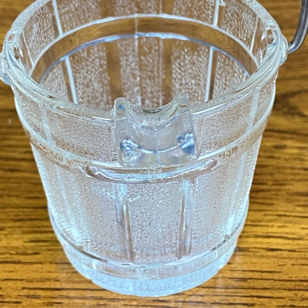 Vintage Hazel Atlas Mini Clear Glass Ice Bucket Ashtray/Match Holder Collectible